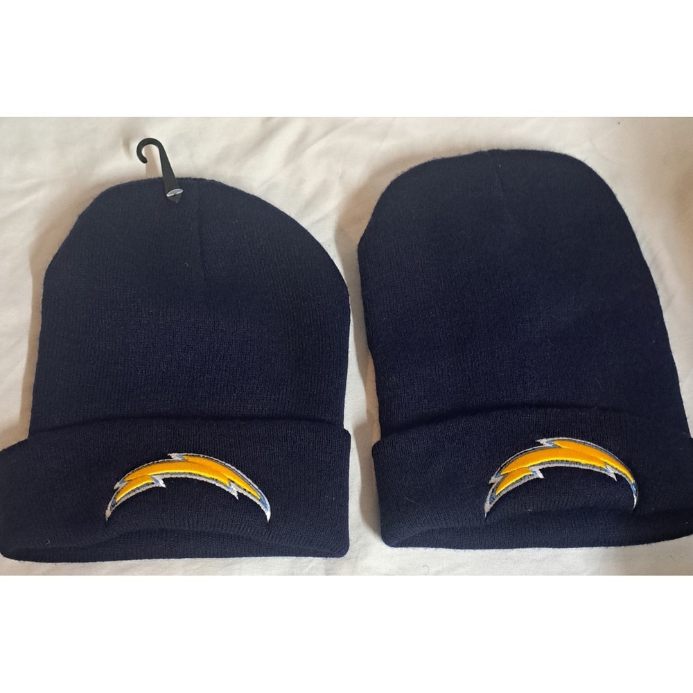 LA Chargers Beanie Lot 2 Blue Knit Hats NFL Winter Cap Cuffed OSFM